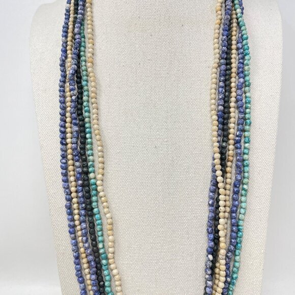 Stone Beads 6 Continuous Strands Necklaces  Blue Coastal Craft‎ or Ready to Wear - Picture 4 of 8